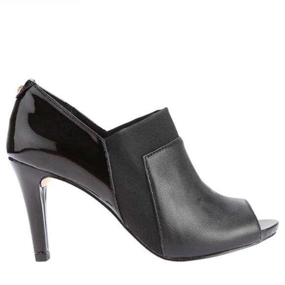 Anne Klein Ottone Peep Toe Leather Ankle Booties - Picture 3 of 9